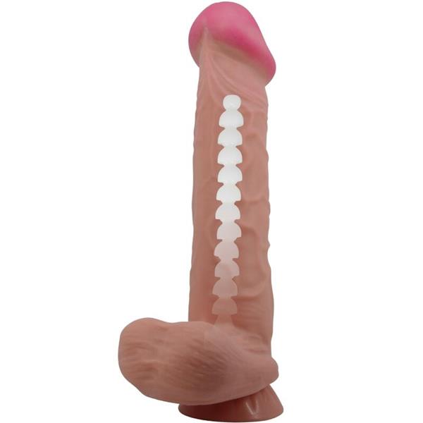 SLIDING SKIN SERIES REALISTIC DILDO WITH SLIDING SKIN SUCTION CUP BROWN 26 CM
