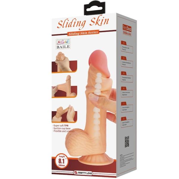 SERIJA SLIDING SKIN REALISTIČNI DILDO S CUPOM ZA USISAVANJE 20.6 CM