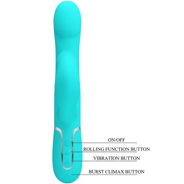 RABBIT VIBRATOR PEARLS AQUA GREEN