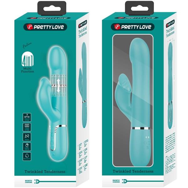 RABBIT VIBRATOR PEARLS AQUA GREEN