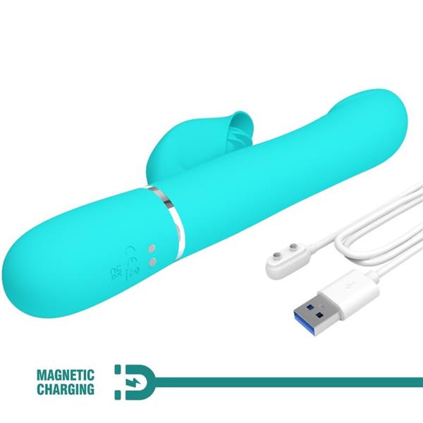 RABBIT VIBRATOR PEARLS AQUA GREEN