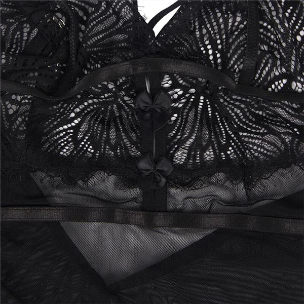 BABYDOLL S PODESIVIM ČIPKASTIM TRAKAMA CRNI S/M