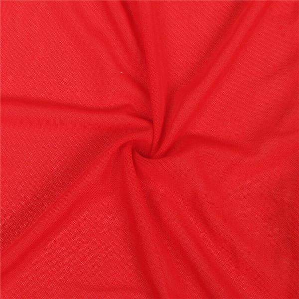 TRANSPARENT FABRIC ROBE WITH LACE DETAIL RED S/M