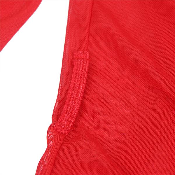TRANSPARENT FABRIC ROBE WITH LACE DETAIL RED S/M