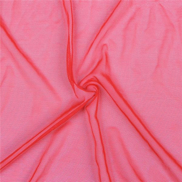 TRANSPARENT FABRIC ROBE WITH LACE DETAIL RED S/M