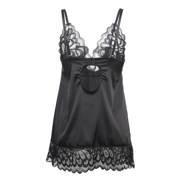 BABYDOLL WITH FLORAL PRINT CHEST BLACK S/M