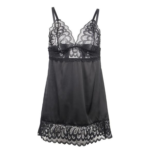BABYDOLL WITH FLORAL PRINT CHEST BLACK S/M