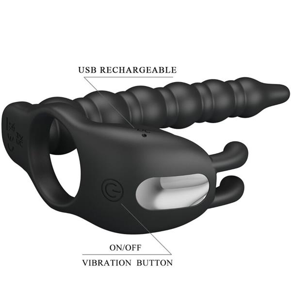 BLACKNEY PENIS RING WITH BLACK VIBRATOR PLUG