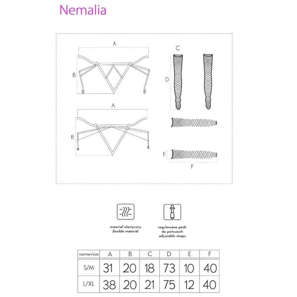 NEMALIA SET GARTER + ČARAPE + RUKAVICE CRNE