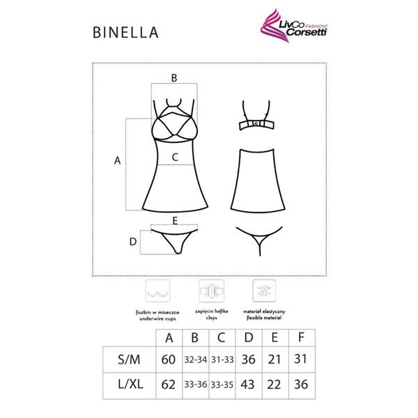 BINELLA SET BABYDOLL + THONG BLACK