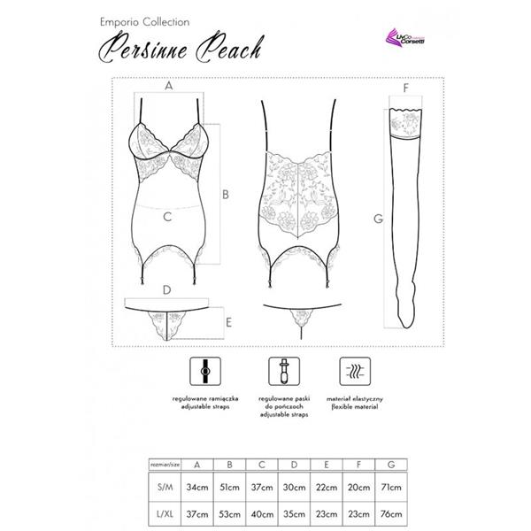 PERSINNE PEACH SET KORZET + TANGICE + ČARAPE