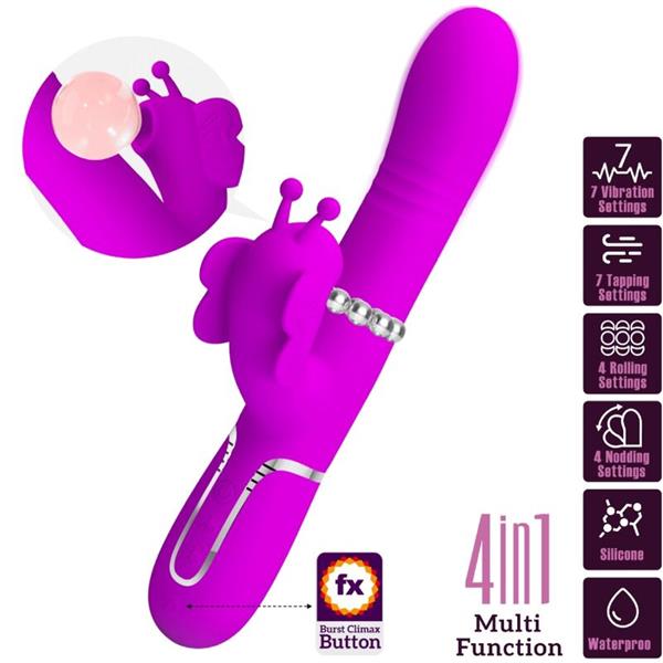 MULTIFUNCTION RABBIT VIBRATOR 4 IN 1 BUTTERFLY FUCHSIA