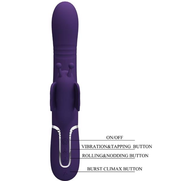 MULTIFUNKCIONALNI ZAJČEK VIBRATOR 4 V 1 METULJ PURPURNI