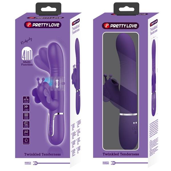 MULTIFUNKCIONALNI ZAJČEK VIBRATOR 4 V 1 METULJ PURPURNI
