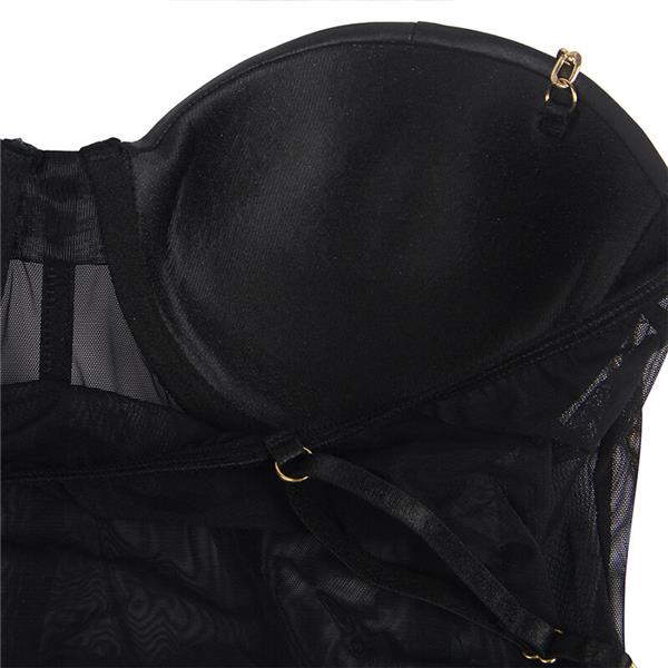 ČRN BODI S KOVINSKIMI TRAKOVI S/M