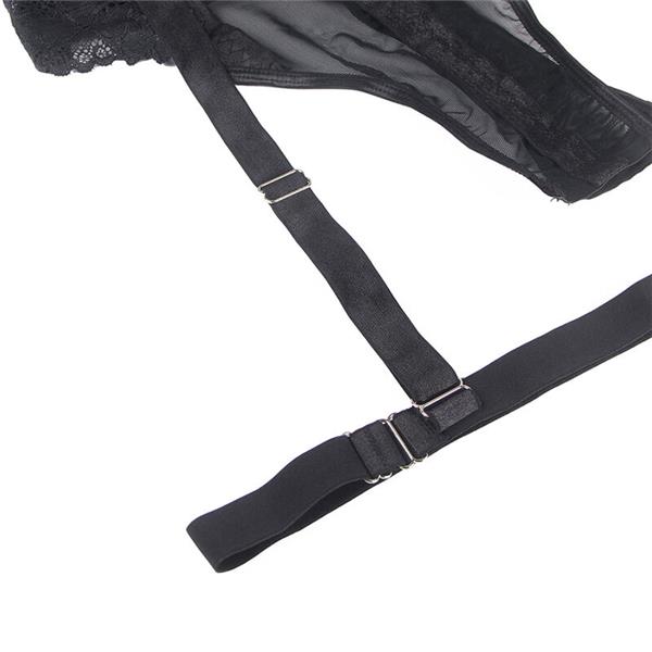 TEDDY WITH GARTER STRAP DETAIL CHEST BLACK S/M