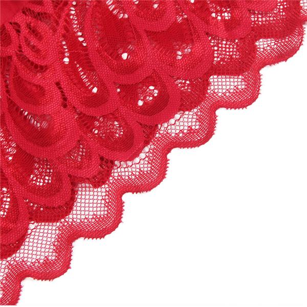 SATIN BABYDOLL WITH LACE RED S/M