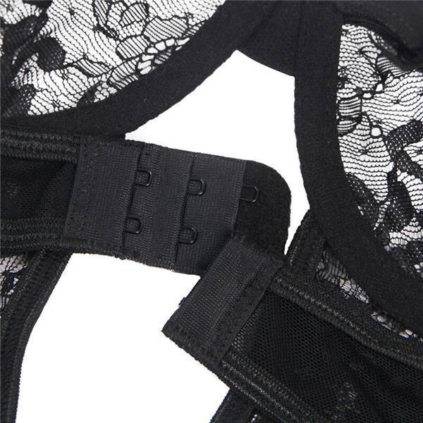 TEDDY S PODVEZICAMA S ČIPKASTIM DETALJIMA I TRAKAMA CRNI S/M