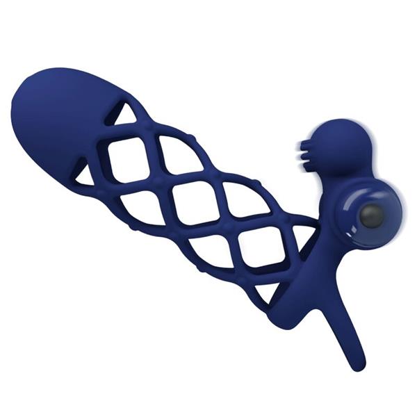 GIANN VIBRATOR RING WITH SILICONE SHEATH BLUE
