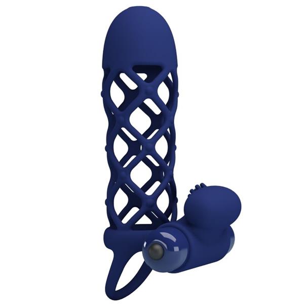 GIANN VIBRATOR RING WITH SILICONE SHEATH BLUE