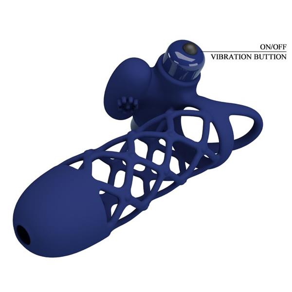 GIANN VIBRATOR RING WITH SILICONE SHEATH BLUE