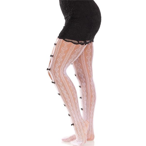 STOCKINGS WITH OPENINGS HEART & BOWS PINK