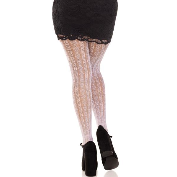STOCKINGS WITH OPENINGS HEART & BOWS PINK