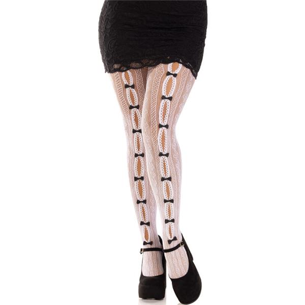 STOCKINGS WITH OPENINGS HEART & BOWS PINK