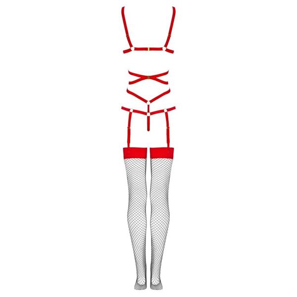 THIARA LC 20213 SET BODY + STOCKINGS RED S/M