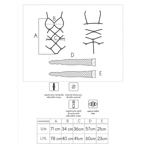 THIARA LC 20213 SET BODY + STOCKINGS BLACK S/M