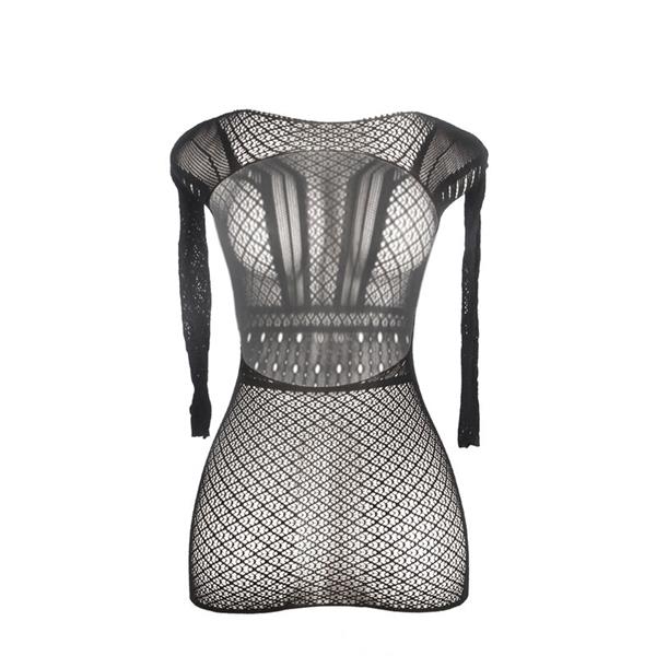 951931 SHORT FISHNET DRESS WITH BARE BACK ONE SIZE