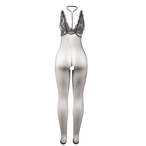 951993 ČRNA PROZORNA RIBANA BODYSTOCKING BREZ KROGA ENA VELIKOST