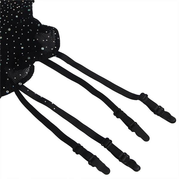 952174 FISHNET BODYSTOCKING WITH GLOVES AND DIAMONDS BLACK ONE SIZE