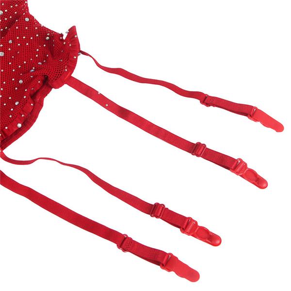 952181 FISHNET BODYSTOCKING WITH GLOVES AND DIAMONDS RED ONE SIZE