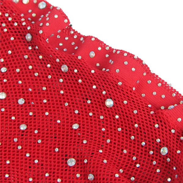 952181 FISHNET BODYSTOCKING WITH GLOVES AND DIAMONDS RED ONE SIZE