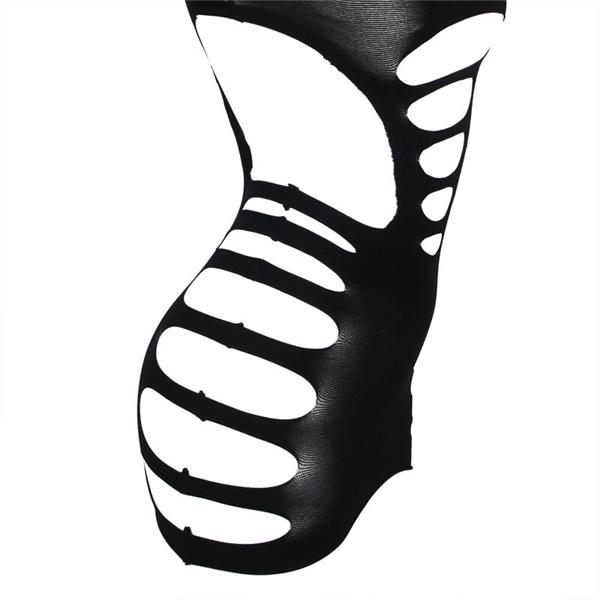 952266 DOLGA RIBJA MREŽA OBLEKA Z DOLGIMI ROKAVI ČRNA ENA VELIKOST