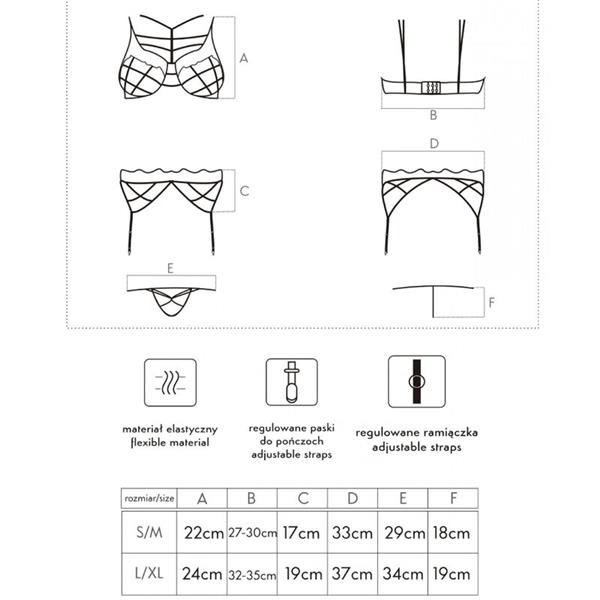 SOLEDAD LC 20217 BRA + PANTY + GARTER BELT S/M
