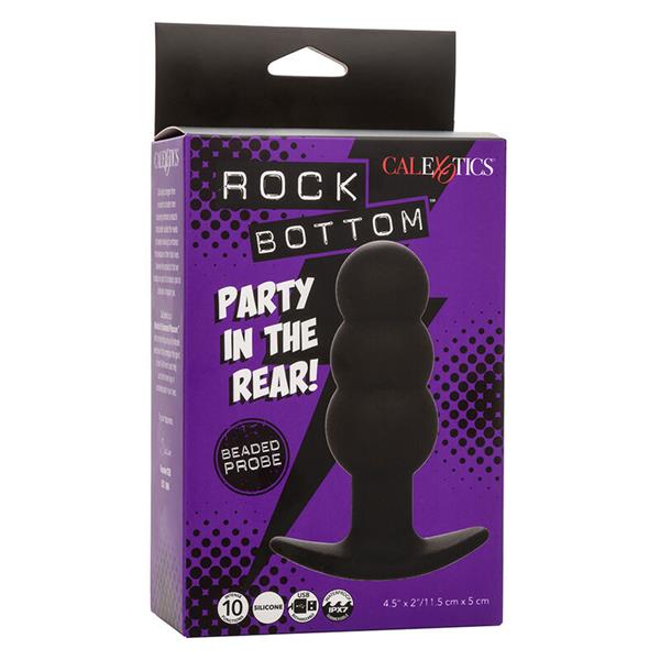 ROCK BOTTOM BEADED ANAL PLUG 10 VIBRATIONS SILICONE BLACK