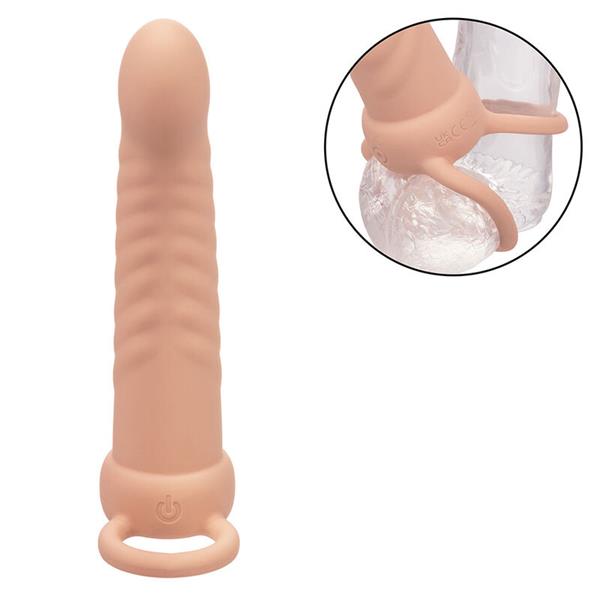MAXX RIBBED DUAL PENETRATOR 10 VIBRATIONS FLESH
