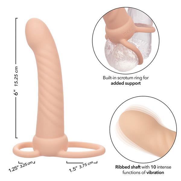 MAXX RIBBED DUAL PENETRATOR 10 VIBRATIONS FLESH