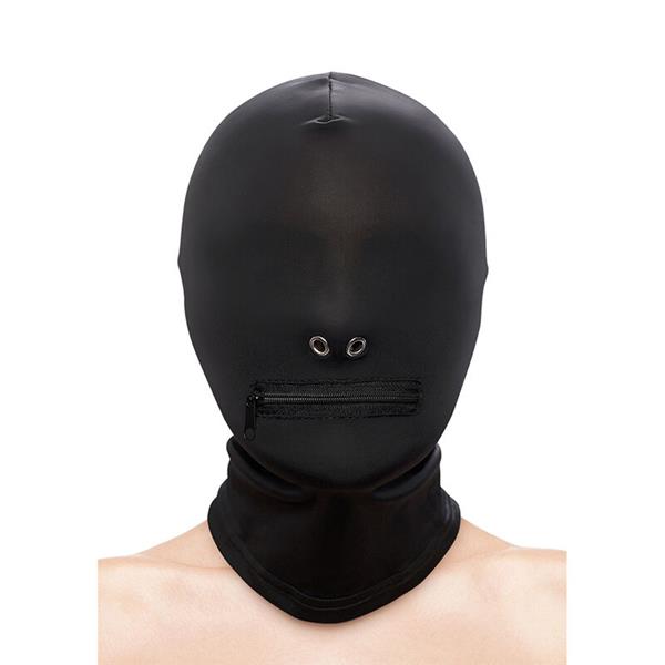 FETISH & FASHION ZATVORENA KAPICA S ZIPOM NYLON CRNA