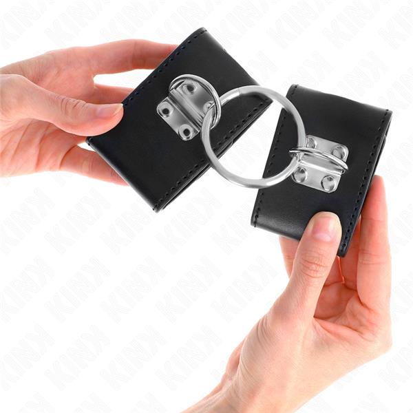FIXED WRIST RESTRAINTS WITH RING AND PADLOCK CLOSURE BLACK ADJUSTABLE 16-23 CM X 5.5 CM