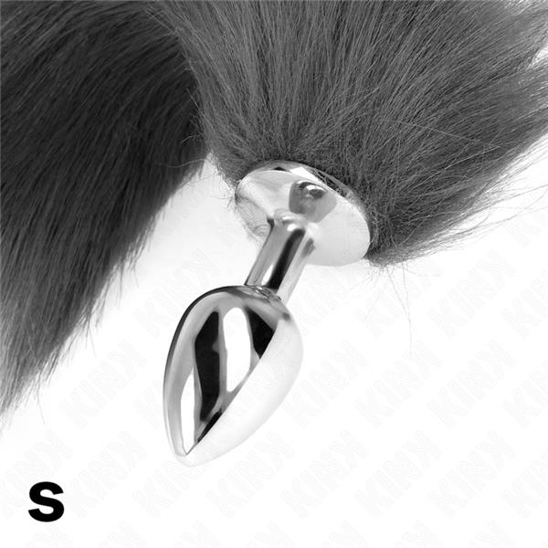 ANAL PLUG SIZE S 7 X 3 CM WITH SYNTHETIC TAIL 40 CM GREY AND WHITE