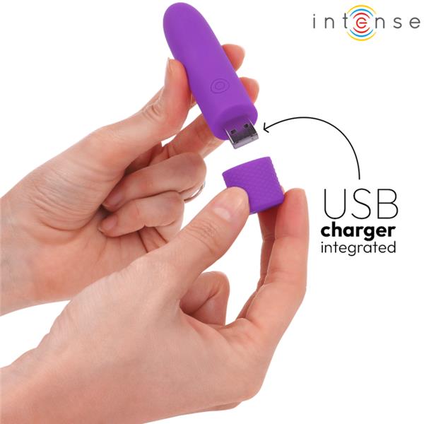 SYMONE USB POLNJEN VIBRIRAJOČI KROG 8 VIBRACIJ VIOLETNA 10 X 2.2 CM