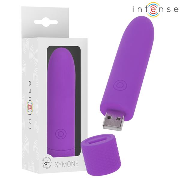 SYMONE USB POLNJEN VIBRIRAJOČI KROG 8 VIBRACIJ VIOLETNA 10 X 2.2 CM