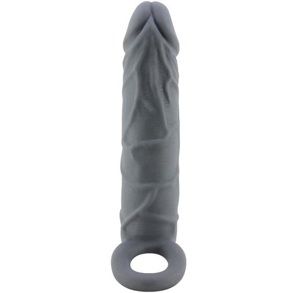 REALISTIČNA KOŽNA NAVLAKA ZA PENIS TAMNO SIVA