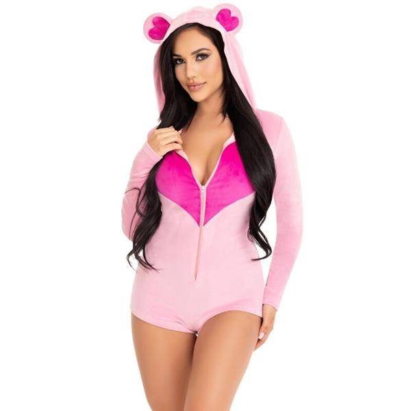 TEDDY BEAR VELVET BODYSUIT PINK M