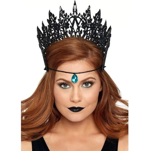 CROWN WITH GLITTER AND JEWEL BLACK