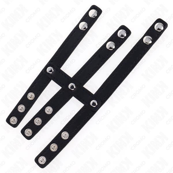 TROJNI USNJEN PENIS RING S PRITISNIM ZAPIRALOM