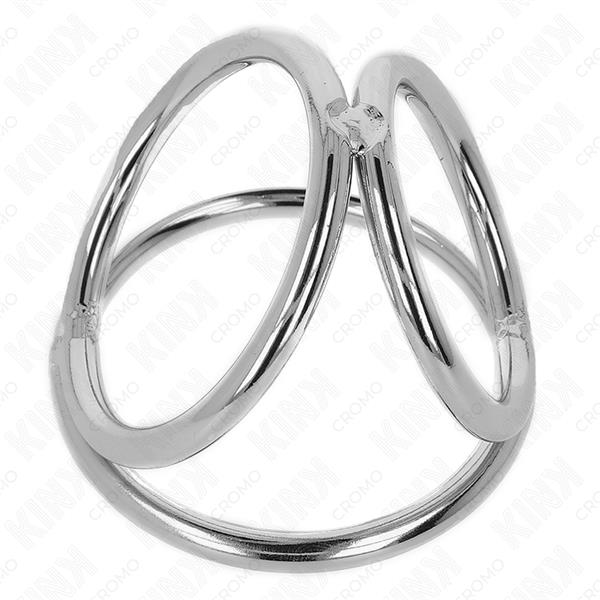 TROSTRUKI KROMIRANI METALNI PRSTEN ZA PENIS 3.2 CM DO 4.5 CM